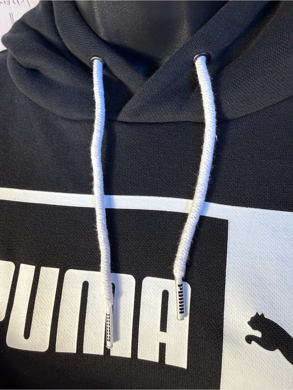 Puma Black Hoodie with White Logo Block